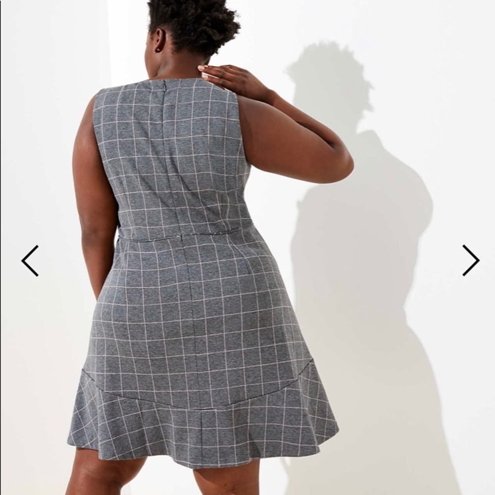 NWT LOFT WINDOWPANE FLOUNCE DRESS—FINAL - Picture 2 of 2